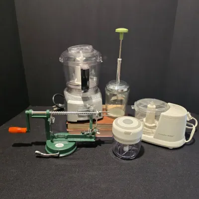 Food Chopper Lot- Electric & Manual + Apple Peeler