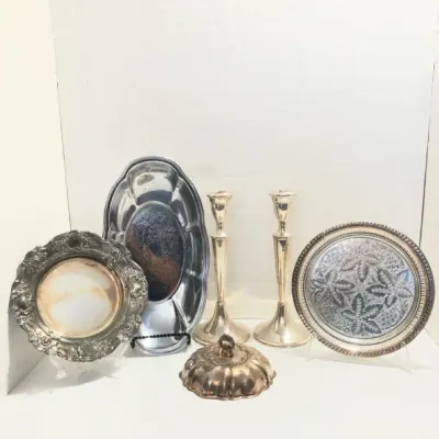 Vintage Silver Plated Decor - Candlesticks, Trays, Platter 
