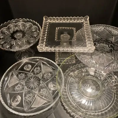 Antique EAPG Adams & Co Crystal Cake Stand & MORE - 6 Pc Lot