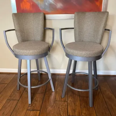 Counter Height Swivel Stools w/ Arms, Set of 2 - Upholstered Seat/Back 