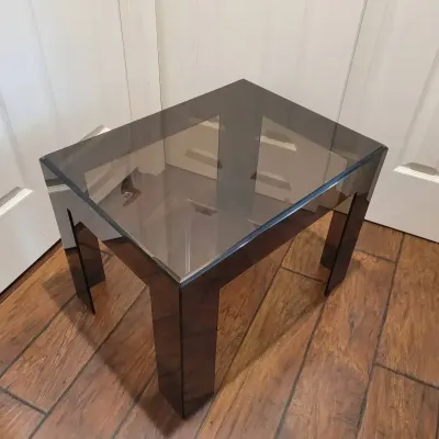Vintage 1970s Smoked Lucite Acrylic End Table 