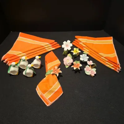 Vintage Bone China Napkin Rings - Pia Floral and Ron Gordon Ducks 