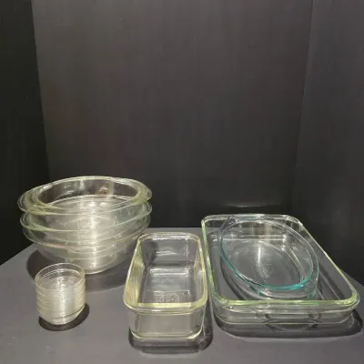 Vintage Glass Lot- Duralex France Ramekins, PYREX Mixing Bowls, Loaf Pan, Casseroles