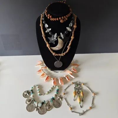 Wood & Shell Necklace Lot