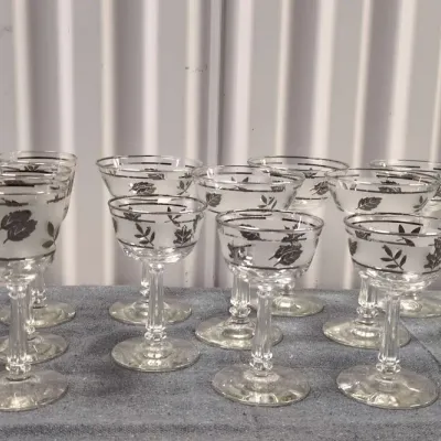 Libby Mid Century Modern Silver Leaf Glassware
