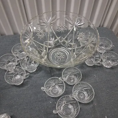 Glass Punch Bowl Set