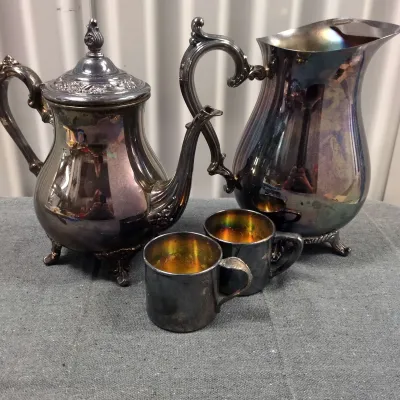 Silverplated Teapot Water Pitchers & Baby Cups