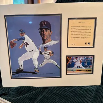 Framed Nolan Ryan “Fireball Express” 1993 Kelly Russell Studios Display