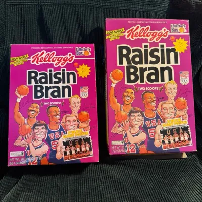 1992 Kellogg’s Raisin Bran Dream Team Collector Boxes, Signed