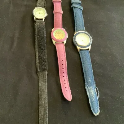 Lot of 3 Casual Fashion Wristwatches – Black, Pink & Blue Bands