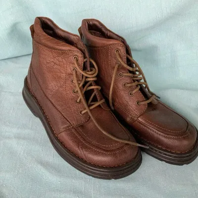 Born Men's Brown Leather Lace-Up Ankle Boots – Size 8