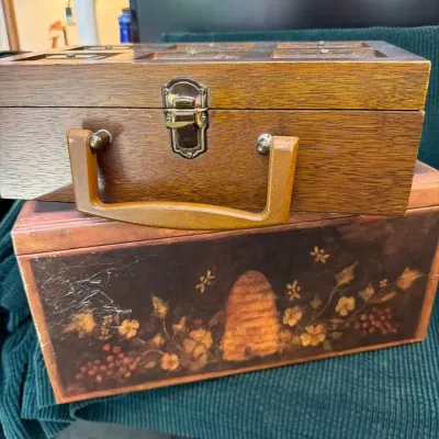 Pair of Vintage Wooden Storage & Keepsake Boxes