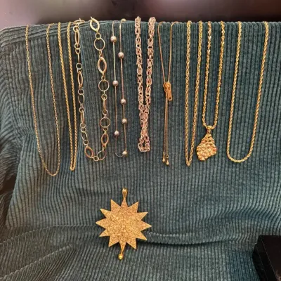 Assorted Gold-Tone Chain Necklace & Pendant Jewelry Lot