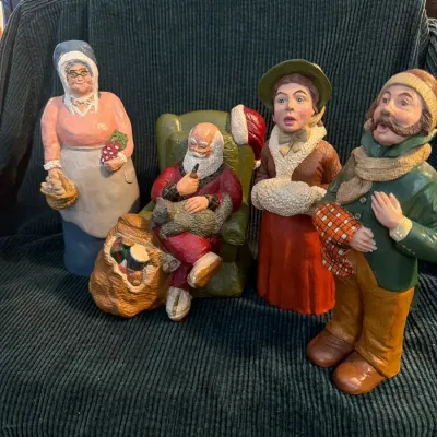 Whimsical Hand-Painted Christmas Folk Art Figurines