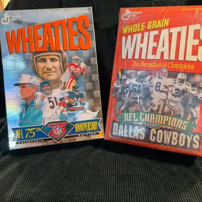 Vintage Wheaties Football Collector Boxes – NFL 75th Anniversary & 1993 Dallas Cowboys