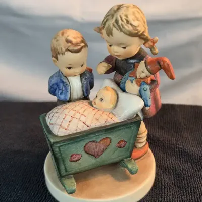 Goebel Hummel #333 Blessed Event – Children with Baby in Cradle – W. Germany