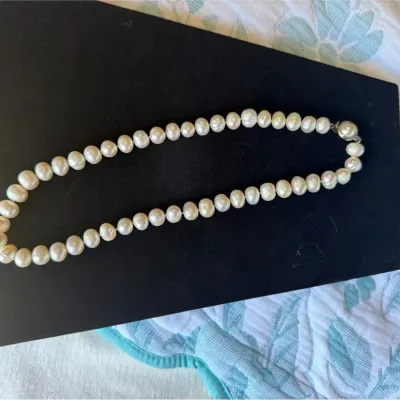 Genuine Cultured Freshwater Pearl Necklace with Pink-Peach Luster
