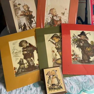 M.I. Hummel Children Art Prints in Colorful Mats