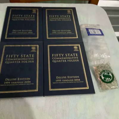 Lot of 4 Whitman Fifty State Commemorative Quarter Folders 1999–2008 Deluxe Edition