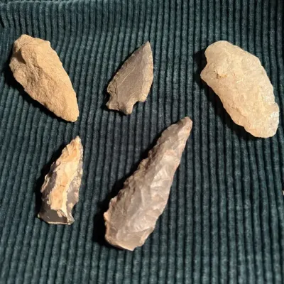 Group of 5 Stone Arrowheads