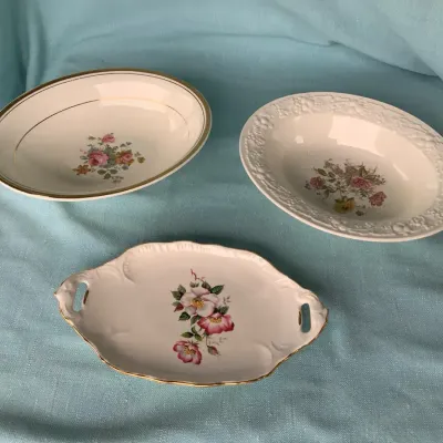 Vintage Floral China Serving Dishes – Homer Laughlin, Atlas China & English China – Lot of 3