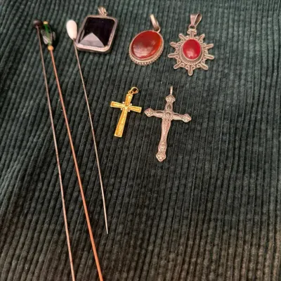 Assorted Pendants, Crosses and Vintage-Style Hatpins – 8 Pieces