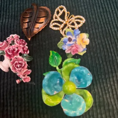 Floral, Butterfly and Leaf Brooch Collection – 5 Piece