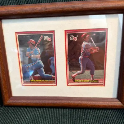 Pete Rose & Mike Schmidt Signed 1984 Donruss Baseball Cards – Framed with COA