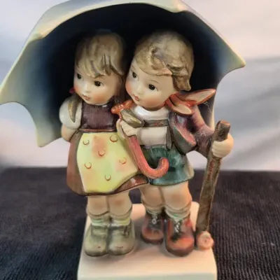 Vintage Goebel Hummel #71 Stormy Weather – Boy & Girl Under Umbrella – W. Germany