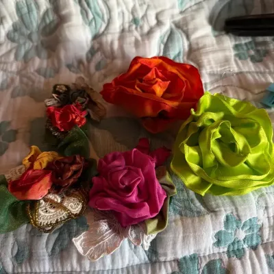 Assorted Fabric Flower Brooches – Roses and Floral Designs