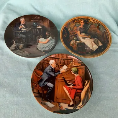 Vintage Norman Rockwell Collector Plates, Set of 3, Knowles Fine China, 1980s