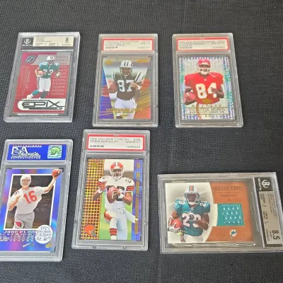 6 PSA & Beckett Graded Football Player Cards