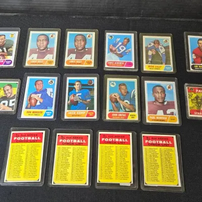16 Vintage 1968 Topps Football Star Cards