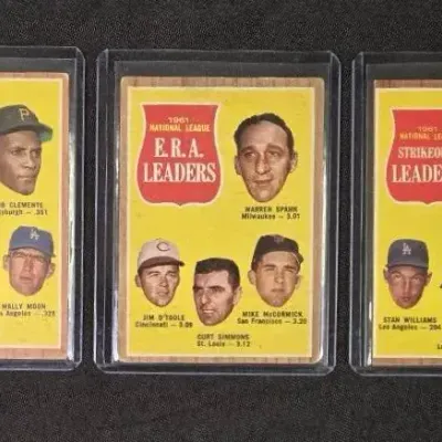 1962 Topps Baseball E.P.A., Strikeout, & Batting Leader Cards