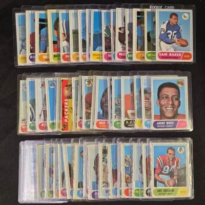 Fifty 1968 Topps Football Cards