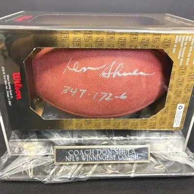 Don Shula Autographed Football & Display Case