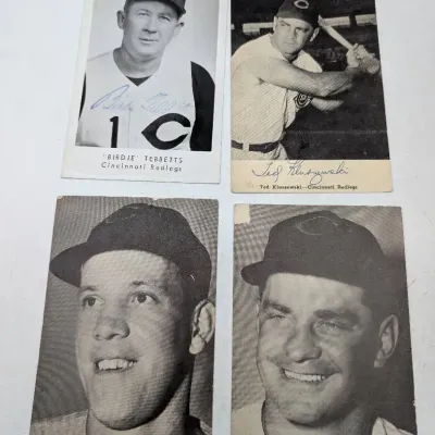 Four 1956 Cincinnati Reds Signed Player Postcards