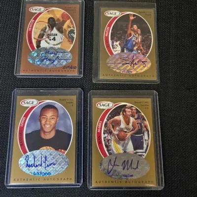 (4) 1998 SAGE Basketball Players Autographed Cards