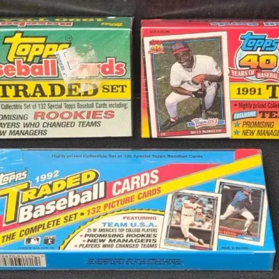 1990, 91 & 92 Topps Baseball Traded Sets, Sealed
