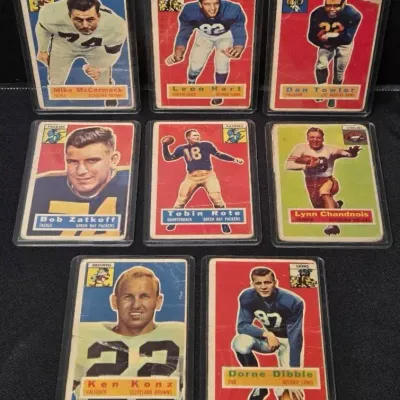 Eight 1956 Topps Football Cards