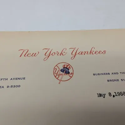 1958 New York Yankees Letter