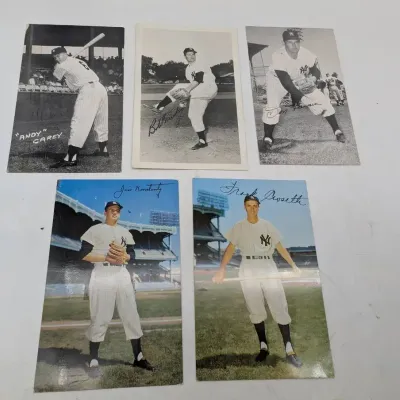 Four 1950's New York Yankees Signed Player Postcards