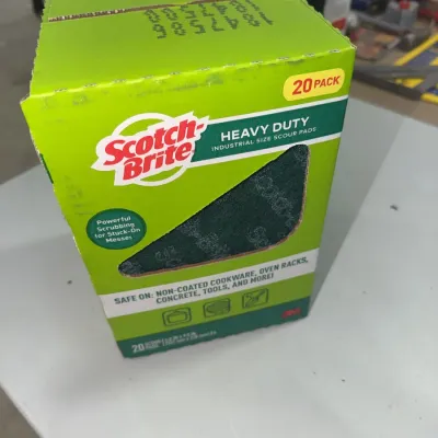 Sale Photo Thumbnail #188: Box of Scotch-Brite Heavy Duty industrial size scour pads, 20-pack count.