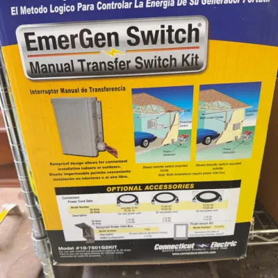 Sale Photo Thumbnail #238: Connecticut Electric EmerGen Switch Manual Transfer Switch Kit (Model #10-7501G2KIT) in its original retail packaging.