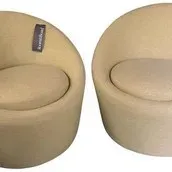 Sale Photo Thumbnail #84: Two Room & Board Upholstered Crest Swivel Accent Chairs