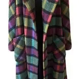Sale Photo Thumbnail #80: Vintage Pauline Trigère "A Trigère Coat" Plaid Wool Swing Coat - Mid-Century Couture Style