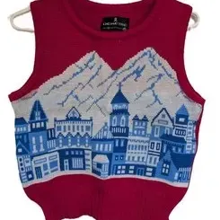 Sale Photo Thumbnail #68: Vintage DEMETRE 100% Virgin Wool Alpine Village Ski Sweater Vest - Women's M