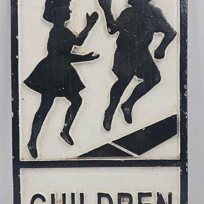 Sale Photo Thumbnail #152: Cast Iron Children Playing Sign