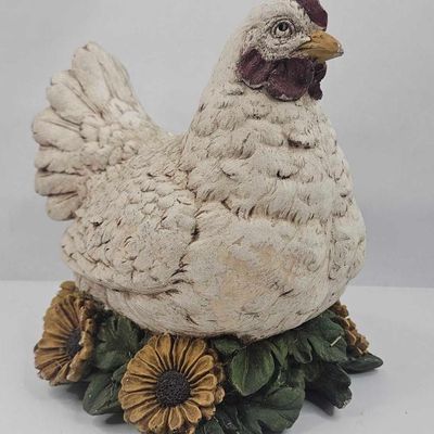 Sale Photo Thumbnail #48: Painted Resin Sitting Hen Figurine