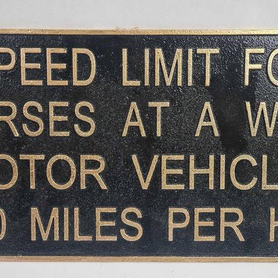 Sale Photo Thumbnail #104: Cast Iron Horses & Motors Speed Sign